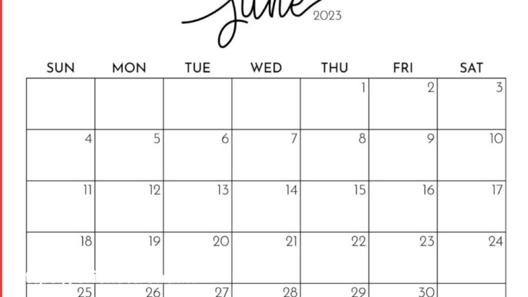 Blank June 2023 Calendar Printable pdf